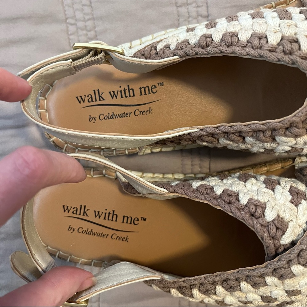Walk With Me Coldwater Creek Woven Tan and Cream Sandals - Picture 2 of 5